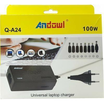 Andowl Universal Φορτιστής Laptop 100W 24V με Αποσπώμενο Καλώδιο Τροφοδοσίας και με σετ βυσμάτων