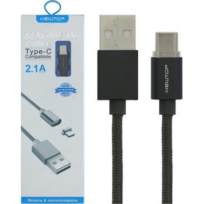 Newtop CU10 Magnetic USB 2.0 Cable USB-C male - USB-A male Μαύρο 1m (CU10)