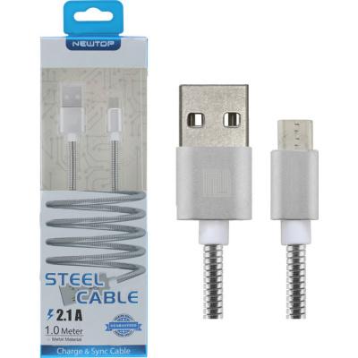 Newtop Magnetic USB 2.0 to micro USB Cable Ασημί 1m (CU11)