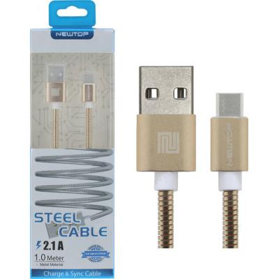 Newtop Steel USB 2.0 Cable USB-C male - USB-A male Χρυσό 1m (CU11)