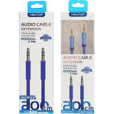 Newtop Cable 3.5mm male - 3.5mm male Μπλε 2m (AUX03)