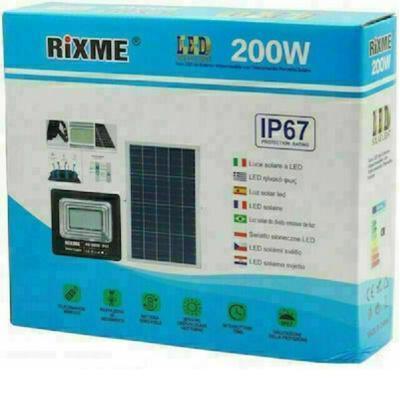 Rixme IP67 Στεγανός Ηλιακός Προβολέας IP67 Ισχύος 200W με Αισθητήρα Κίνησης και Τηλεχειριστήριο σε Μαύρο χρώμα LED-200W