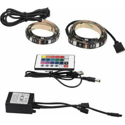 Αδιάβροχη Ταινία LED Τροφοδοσίας USB (5V) RGB Μήκους 2x50cm και 30 LED ανά Μέτρο Σετ με Τηλεχειριστήριο και Τροφοδοτικό Τύπου SMD5050