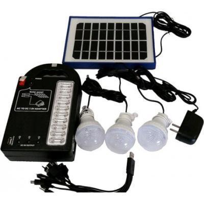 GDLite Gdplus Ηλιακό Σύστημα Φωτισμού & Φόρτισης με Panel, Μπαταρία με Φωτιστικό, θύρα USB και 3 Λάμπες LED
