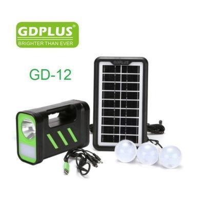 GDPlus GD-12 Ηλιακό Σύστημα Φωτισμού με Φακό / 3 Λάμπες LED και πλεξούδα USB
