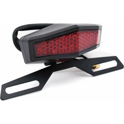Οπίσθιο Φανάρι Μοτοσυκλέτας LED 12V Στοπ Φλας με Βάση και Φωτισμό Πινακίδας - Μαύρο, Κόκκινο STR-02