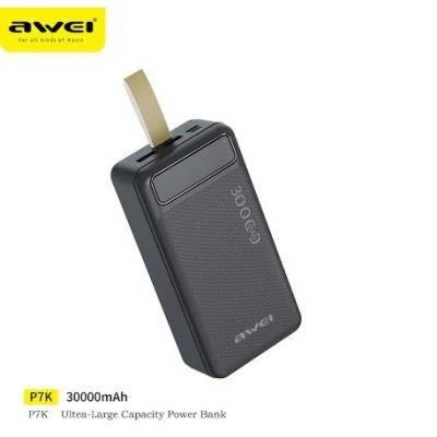 Awei P7K Power Bank 30000mAh με 2 Θύρες USB-C Μαύρο