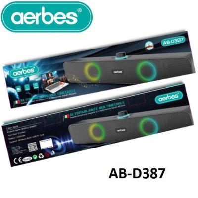 Aerbes AB-D387 Ασύρματα Ηχεία Υπολογιστή 2.0 με RGB Φωτισμό και Bluetooth Ισχύος 10W σε Μαύρο Χρώμα