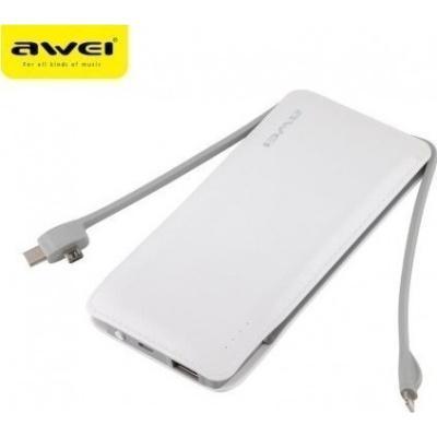 Awei P51K Power Bank 10000mAh με Θύρα USB-A Λευκό