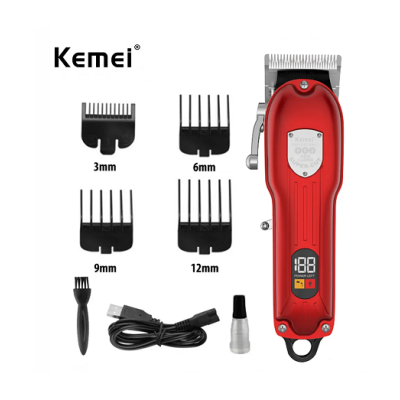 Kemei Επαναφορτιζόμενη Κουρευτική Μηχανή Κόκκινη KM-802