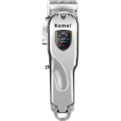 Kemei KM-2010 Επαγγελματική Επαναφορτιζόμενη Κουρευτική Μηχανή Ασημί