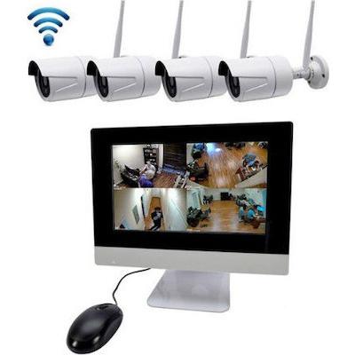 K9504-W Ολοκληρωμένο Σύστημα CCTV Wi-Fi με Οθόνη και 4 Ασύρματες Κάμερες 1080p