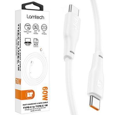 Lamtech USB 2.0 Cable USB-C male - USB-C 60W Λευκό 2m