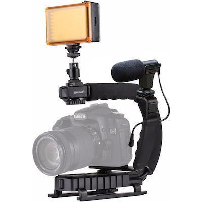 Σταθεροποιητής Κάμερας Χειρός Steadycam U-Grip Σχήματος C με Φωτισμό LED Puluz PKT3013