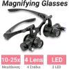 Γυαλιά Με Μεγεθυντικό Φακό Κεφαλή Με Ζουμ 23x & Φωτισμό LED & Ρυθμιζόμενο Σκελετό Μαύρο Watch Repair Magnifier 9892G