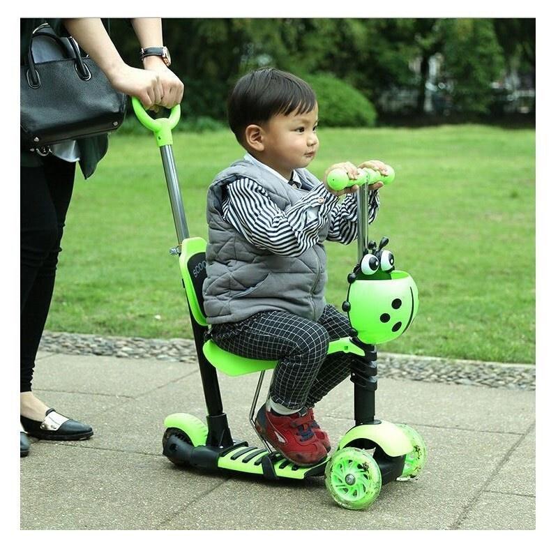 Παιδικό Πατίνι Αναδιπλούμενο Πατίνι - Περπατούρα 501 Τρίτροχο με Κάθισμα για 3+ Ετών Πράσινο