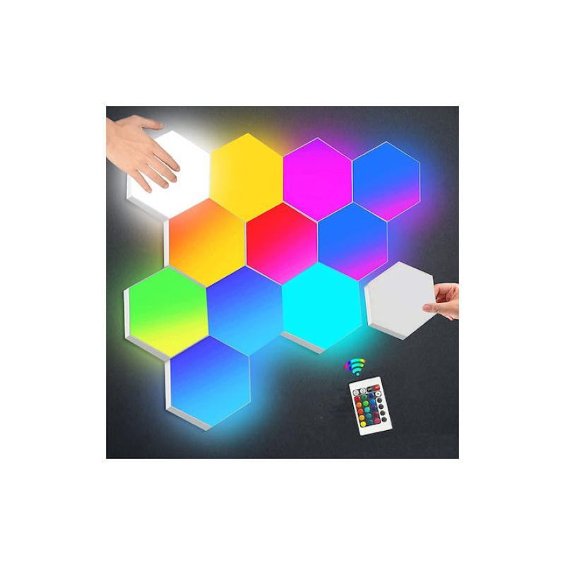 Hex On Διακοσμητικό Φωτιστικό με Φωτισμό RGB Hexagon LED Πολύχρωμο